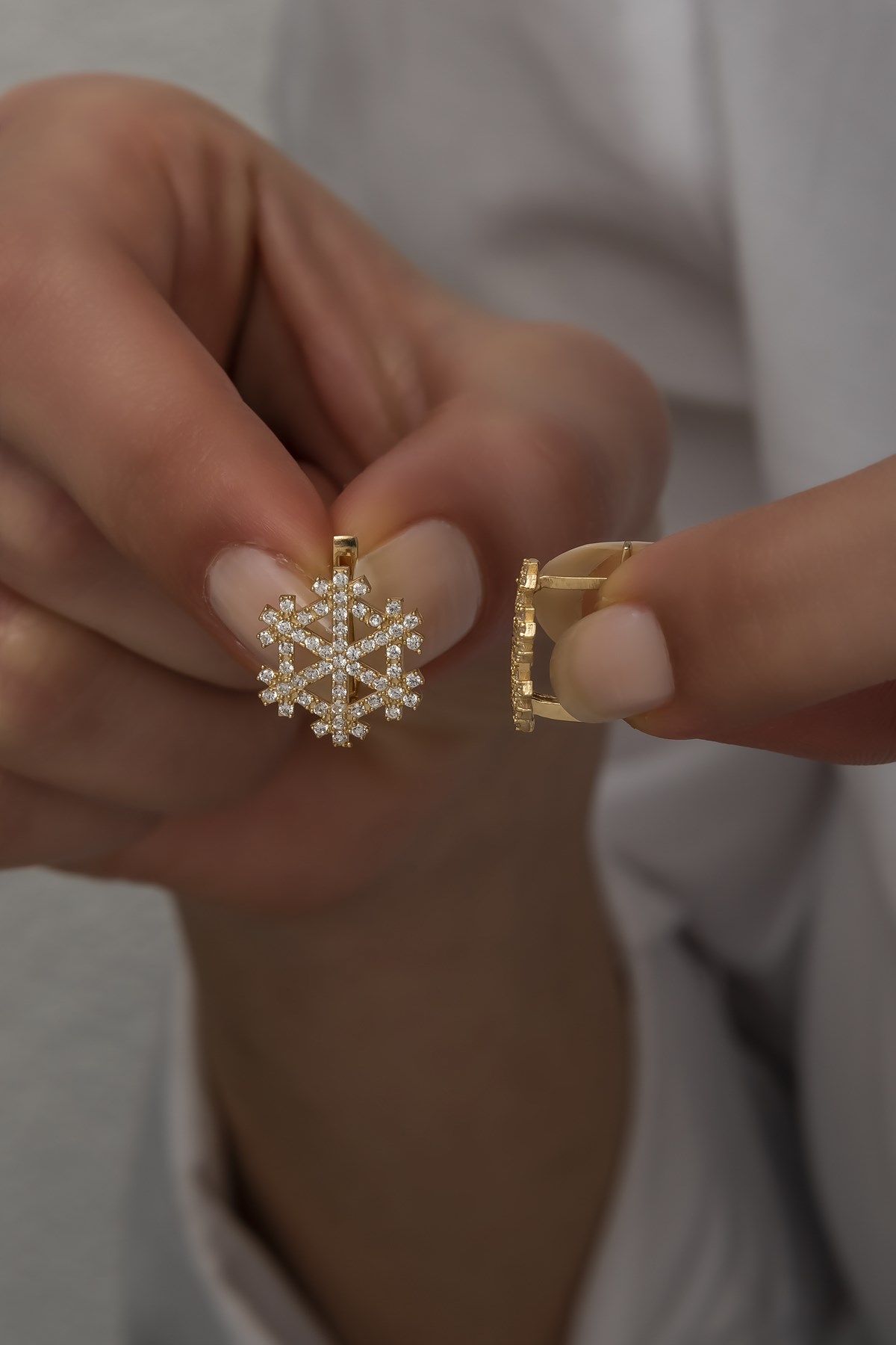 925 Ayar Gümüş Gold Kartanesi Küpe