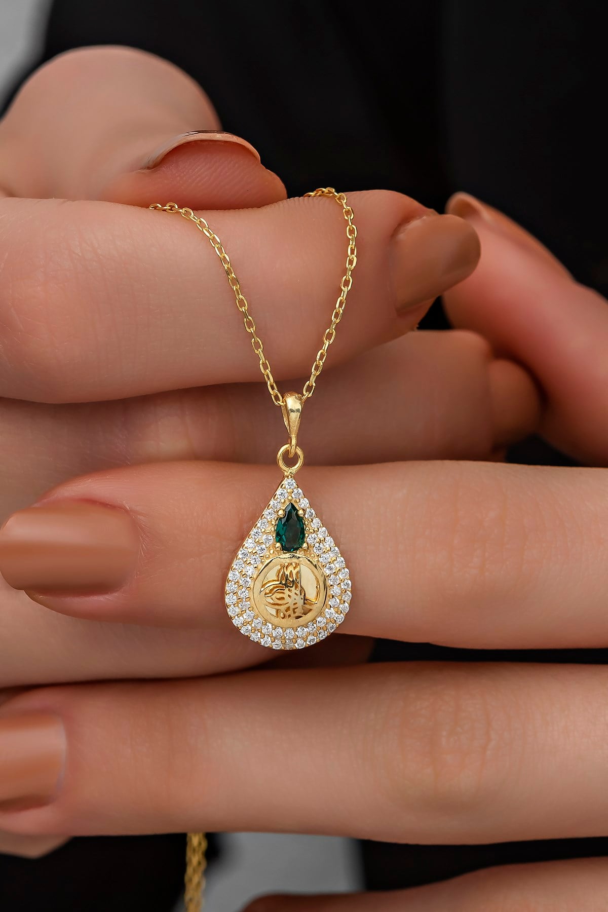 925 Ayar Gümüş Gold Osmanlı Tuğralı  Kolye