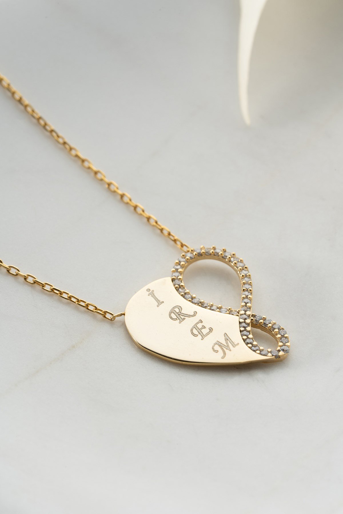 925 Ayar Gümüş Kişiye Özel Kalpli Sonsuzluk Kolye