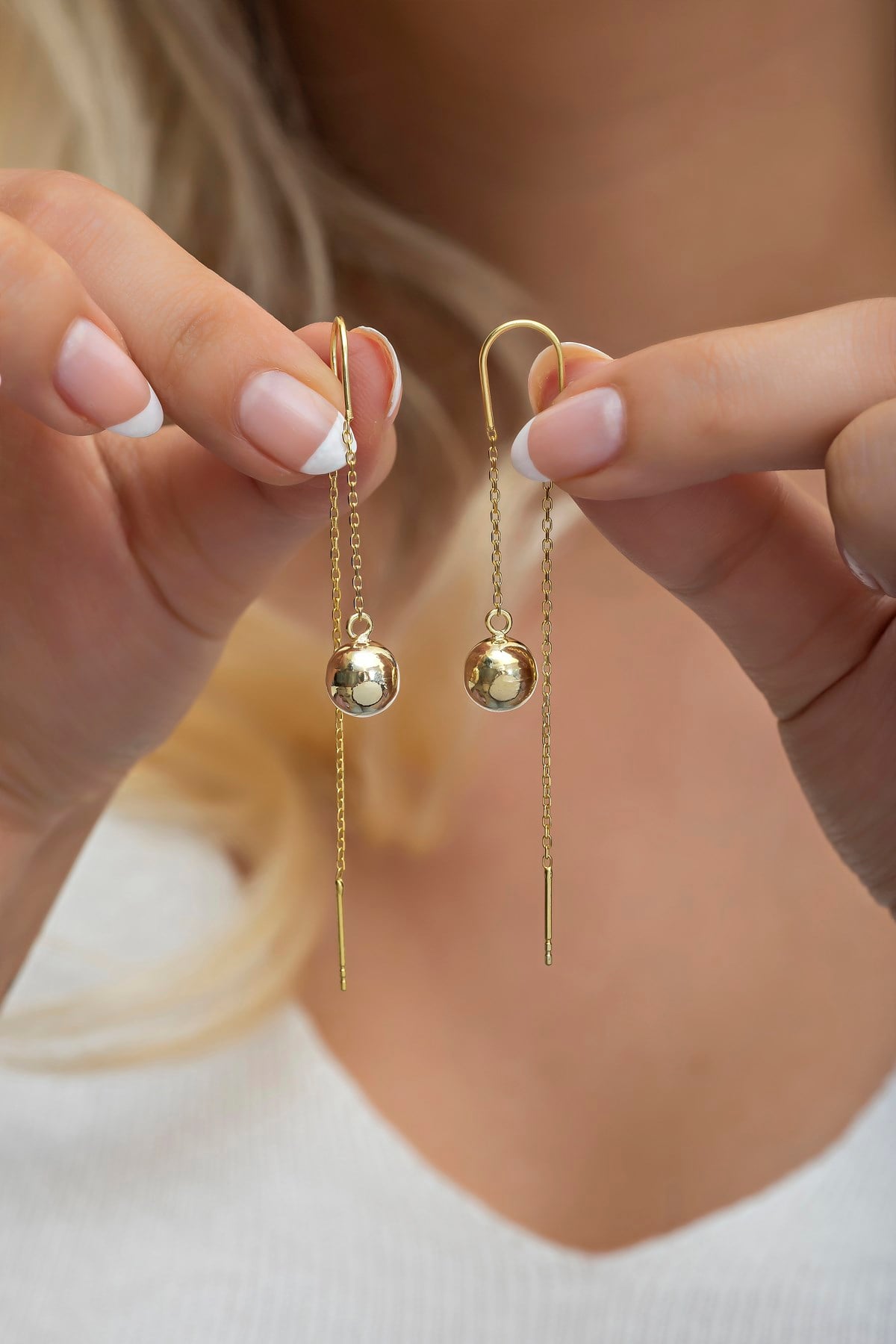 925 Ayar Gümüş Minik Gold Toplu Zincir Küpe
