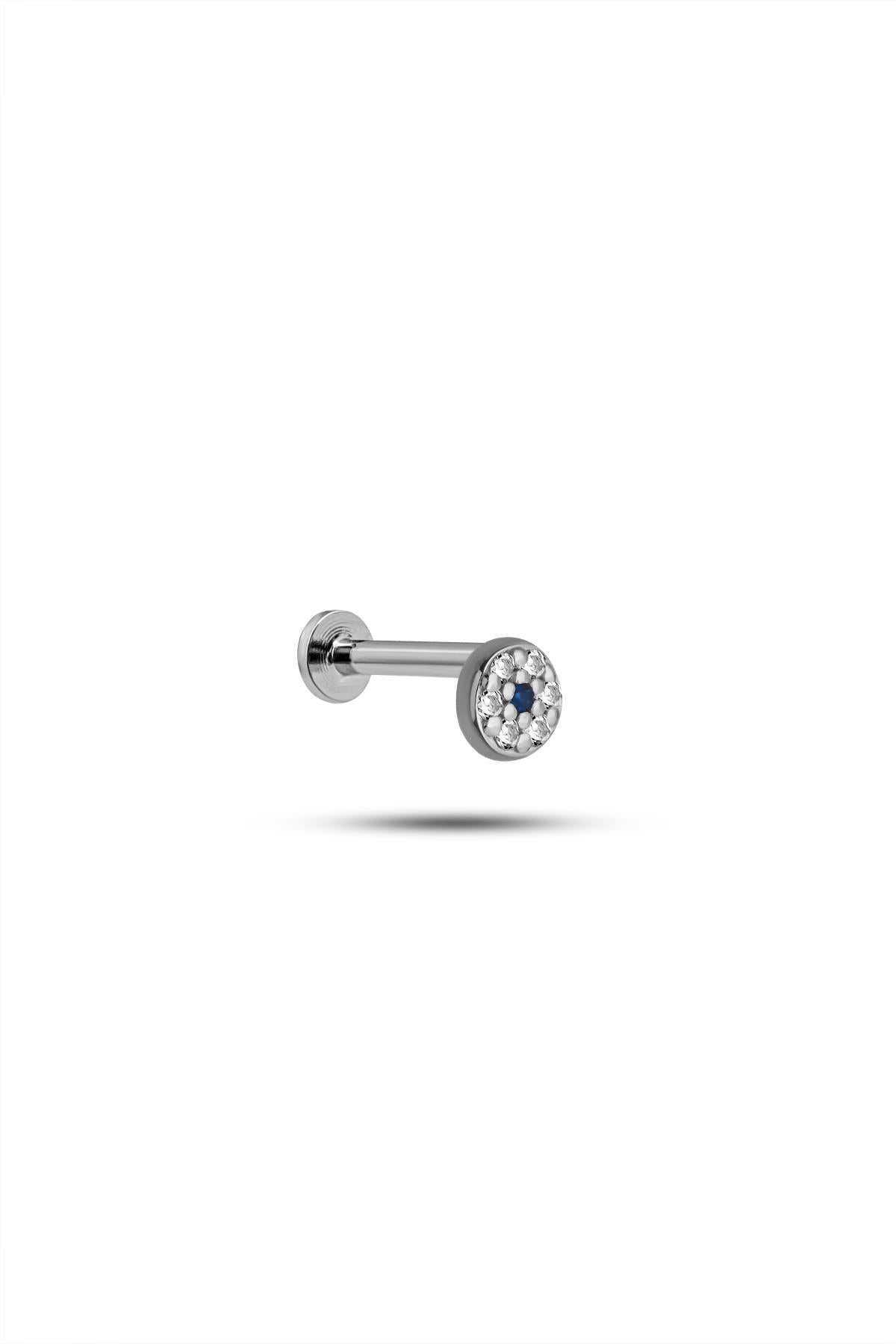 925 Ayar Gümüş Rodyumlu Minimal Çiçek Tragus Piercing Küpe