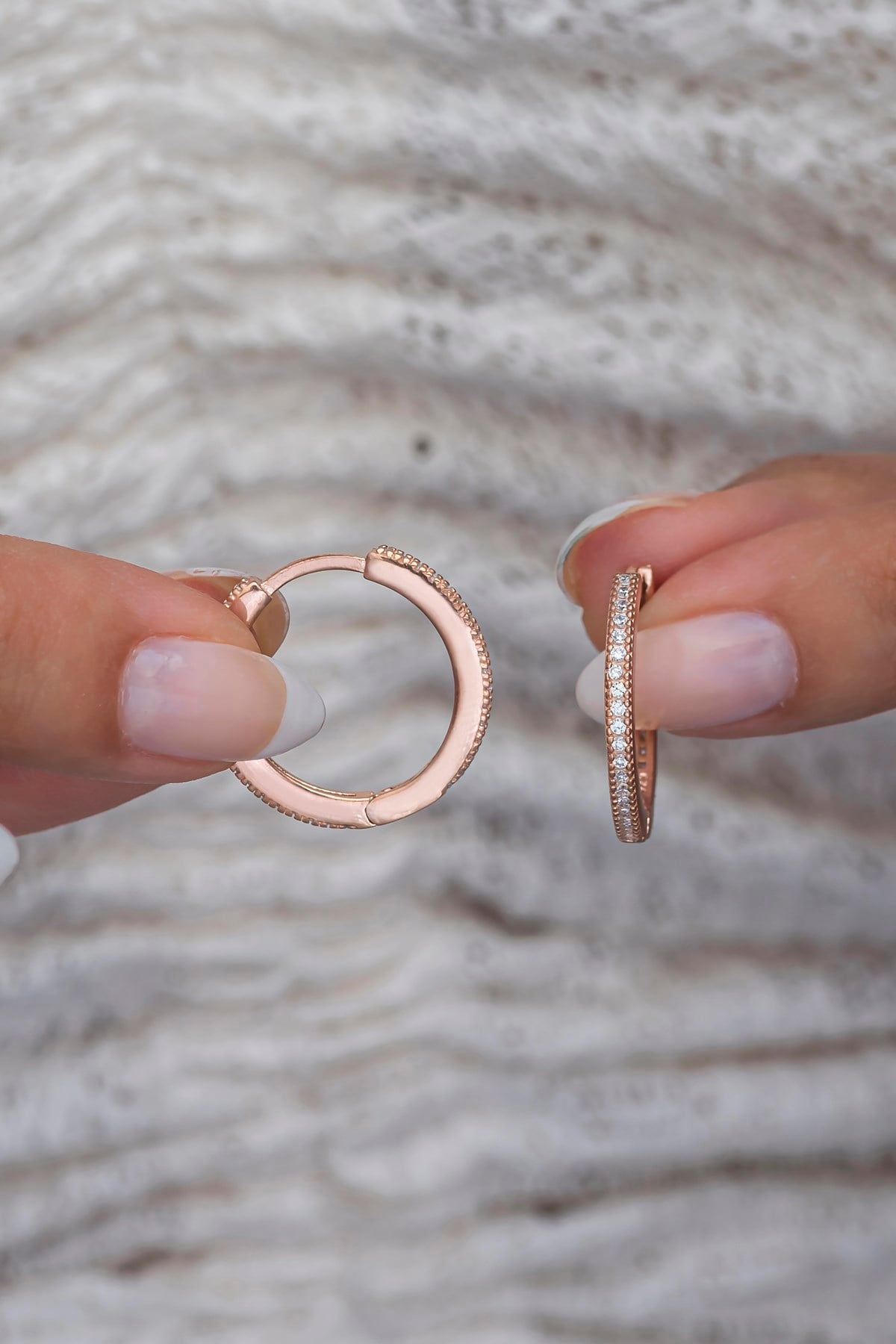 925 Ayar Gümüş Rose 20 mm Tamtur Halka Küpe