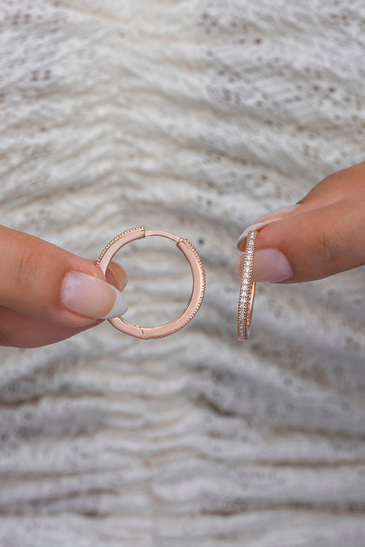 925 Ayar Gümüş Rose 25 mm Tamtur Halka Küpe