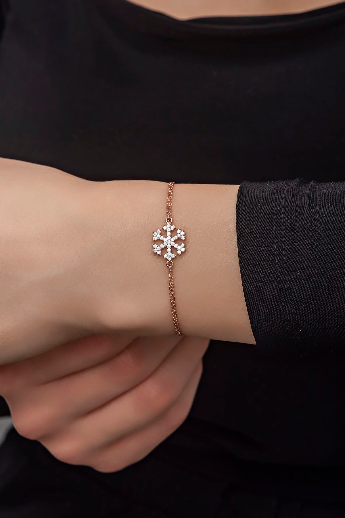 925 Ayar Gümüş Rose Zirkon Taşlı Kartanesi Bileklik