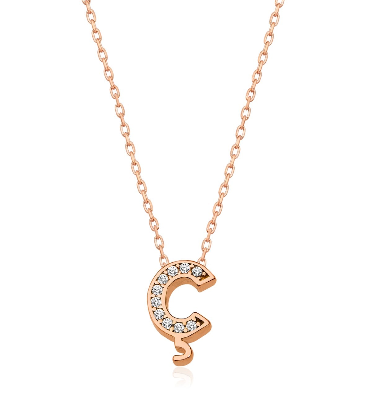 925 Ayar Harf Kolye 3 Boyutlu Ç Harfi Kadın Gümüş Kolye