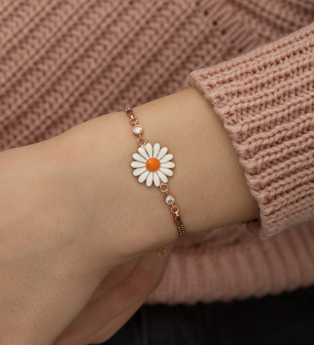 925 Ayar Rose Papatya Kadın Gümüş Bileklik