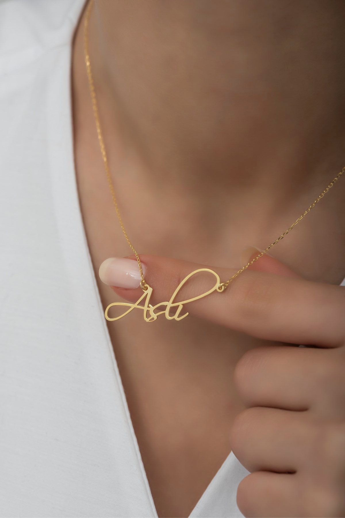 Kişiye Özel 925 Ayar Gümüş El Yazısı İsim Kolye