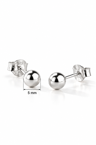 925 Ayar Gümüş 5 mm Minimal Top Küpe