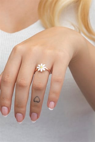 925 Ayar Gümüş Ayarlanabilir Papatya Model Yüzük