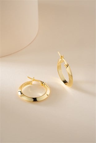 925 Ayar Gümüş Gold Kaplama 20 mm Halka Model Şarnel Halka Küpe