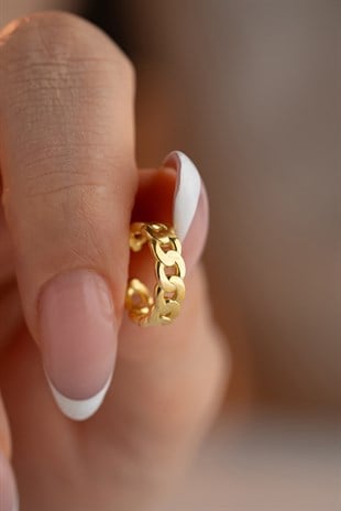 925 Ayar Gümüş Gold Kaplama Gurmet Model Kıkırdak Küpe