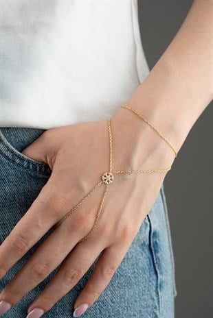 925 Ayar Gümüş Gold Kaplama Kartanesi Model Şahmeran Bileklik 
