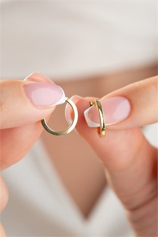 925 Ayar Gümüş Gold Kaplama Köşeli 15 mm Halka Şarnel Halka Küpe
