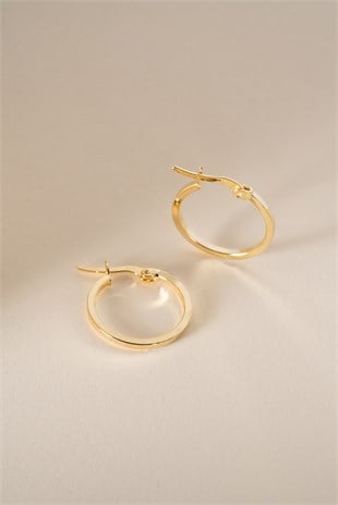 925 Ayar Gümüş Gold Kaplama Köşeli 20 mm Halka Şarnel Halka Küpe
