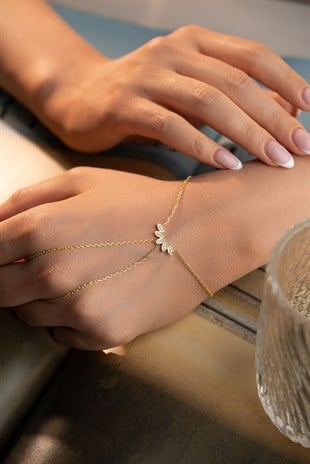 925 Ayar Gümüş Gold Kaplama Mekik Taşlı Tasarım Şahmeran Bileklik 