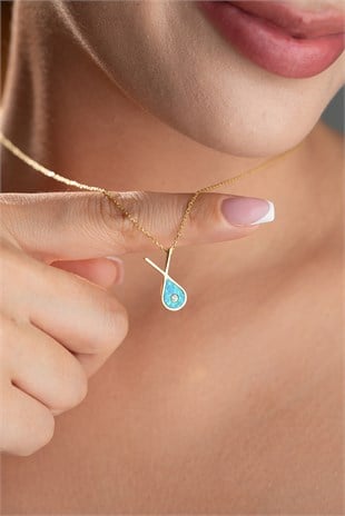 925 Ayar Gümüş Gold Kaplama Opal Taşlı Şans Balık Kolye
