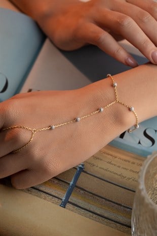 925 Ayar Gümüş Gold Kaplama Simli Dorika Toplu Şahmeran Bileklik 