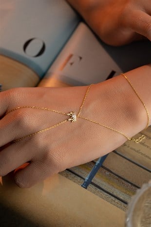 925 Ayar Gümüş Gold Kaplama Yengeç Model Şahmeran Bileklik 