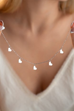 925 Ayar Gümüş Rodyum Kaplama Sade Kalp Figürlü Şans Kolye