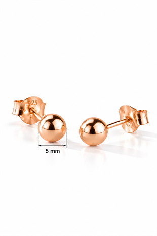 925 Ayar Gümüş Rose Kaplama 5 mm Minimal Top Küpe