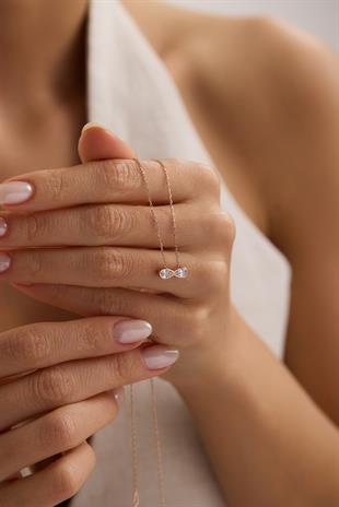 925 Ayar Gümüş Rose Kaplama Minimal Tasarım Sonsuzluk Kolye