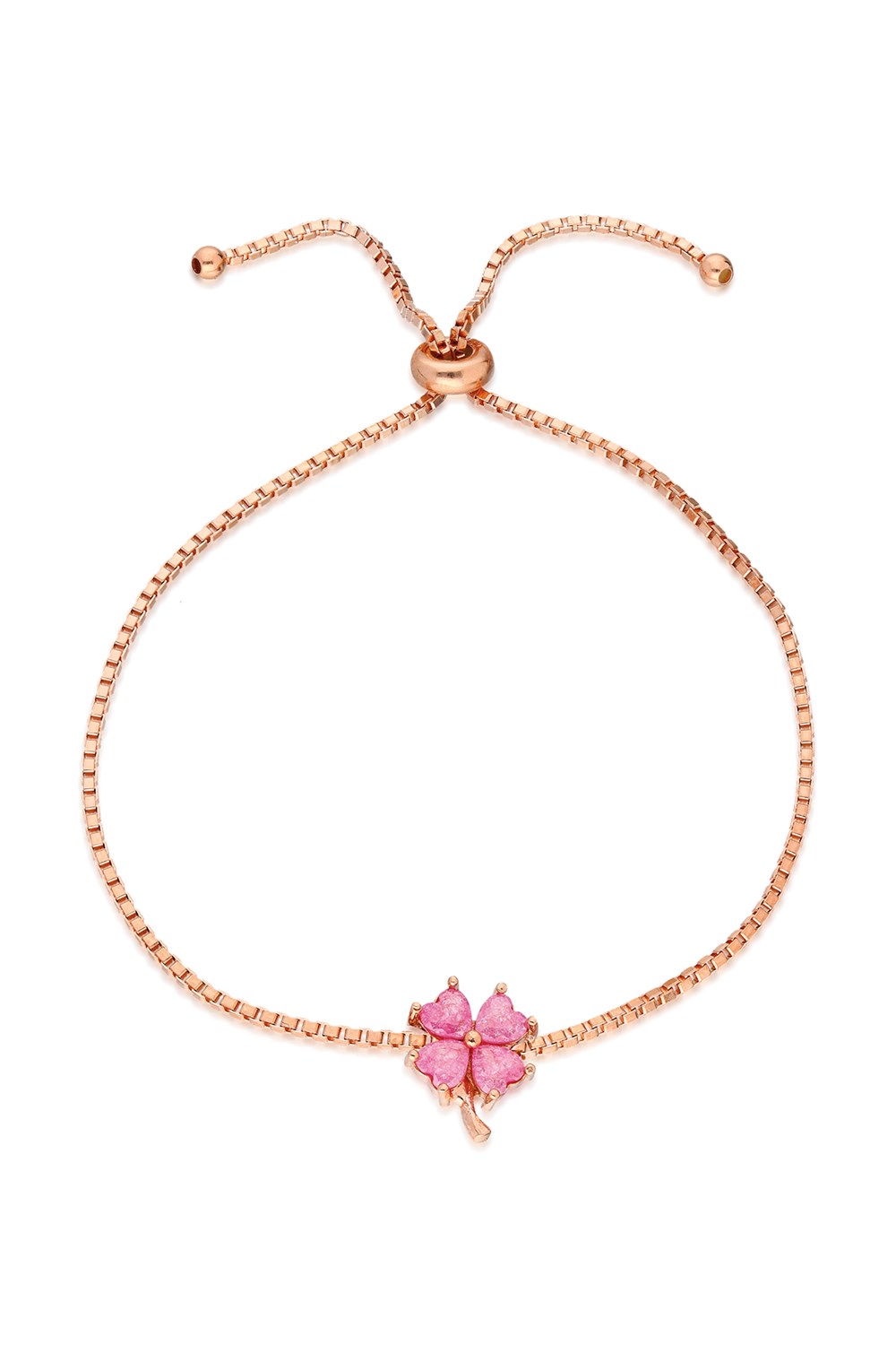 925 Ayar Asansörlü Pembe Yonca Bileklik Kadın Gümüş Bileklik 