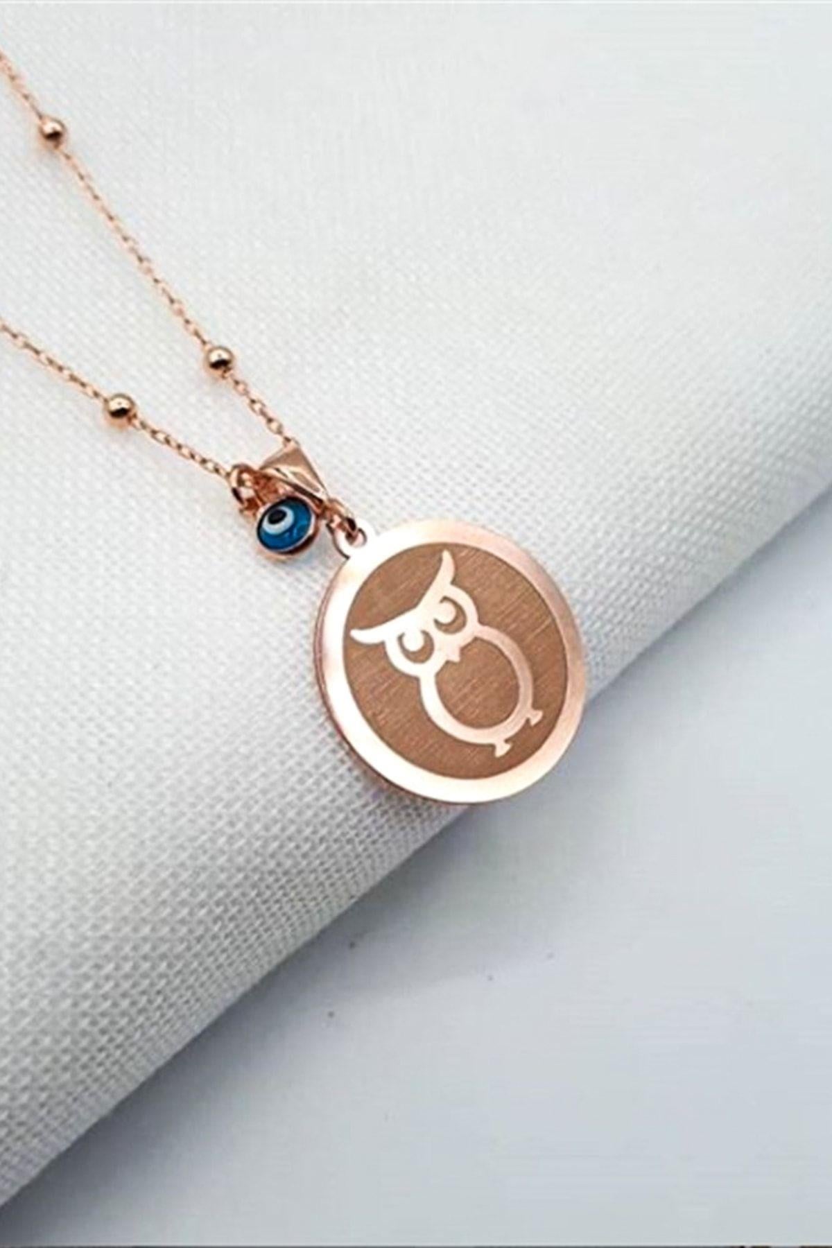 925 Ayar Baykuş Plaka Kolye