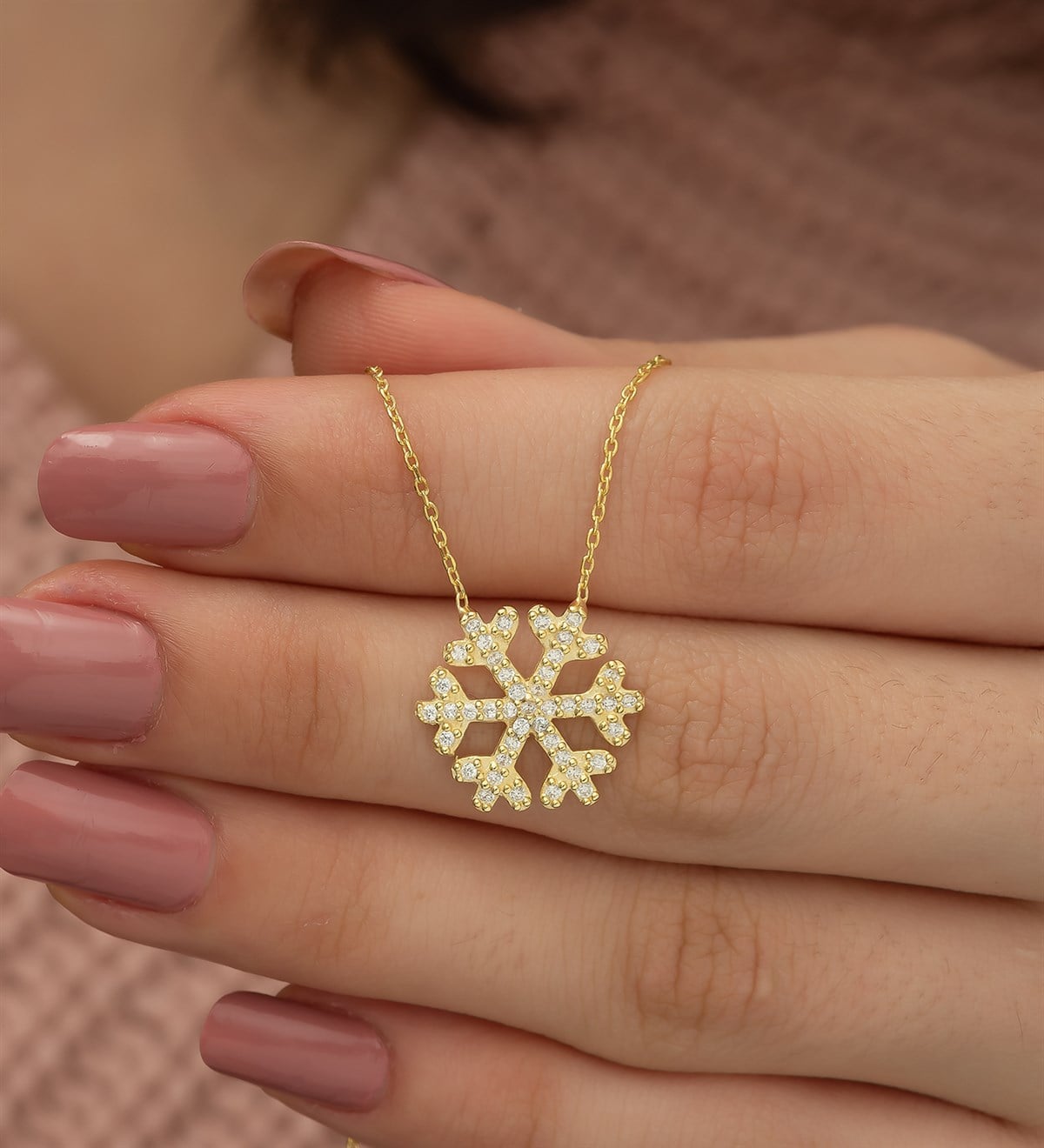 925 Ayar Gold Kartanesi Kadın Gümüş Kolye