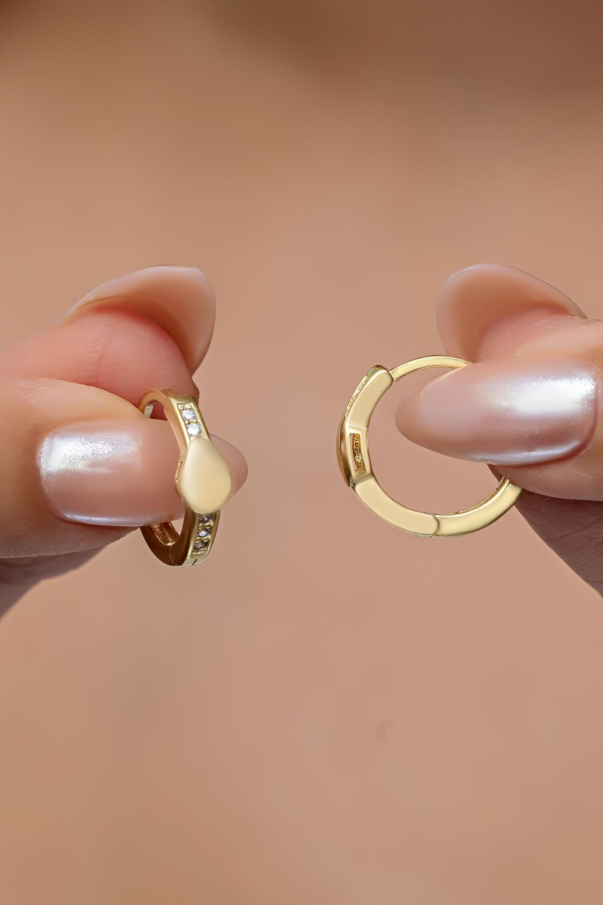 925 Ayar Gümüş Gold Kaplama 12 mm Halka Küpe