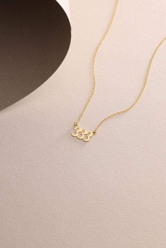 925 Ayar Gümüş Gold Kaplama 333 Melek Numarası Kolye