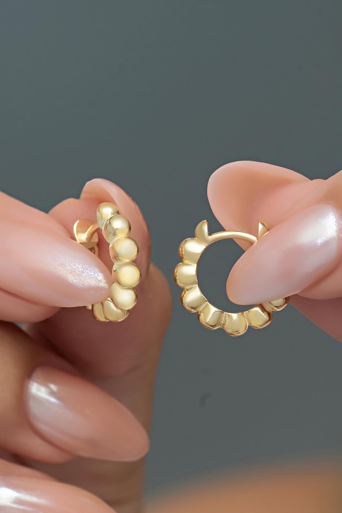 925 Ayar Gümüş Gold Kaplama Toplu 15 mm Halka Küpe