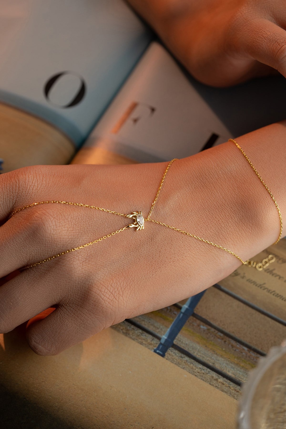 925 Ayar Gümüş Gold Kaplama Yengeç Model Şahmeran Bileklik 