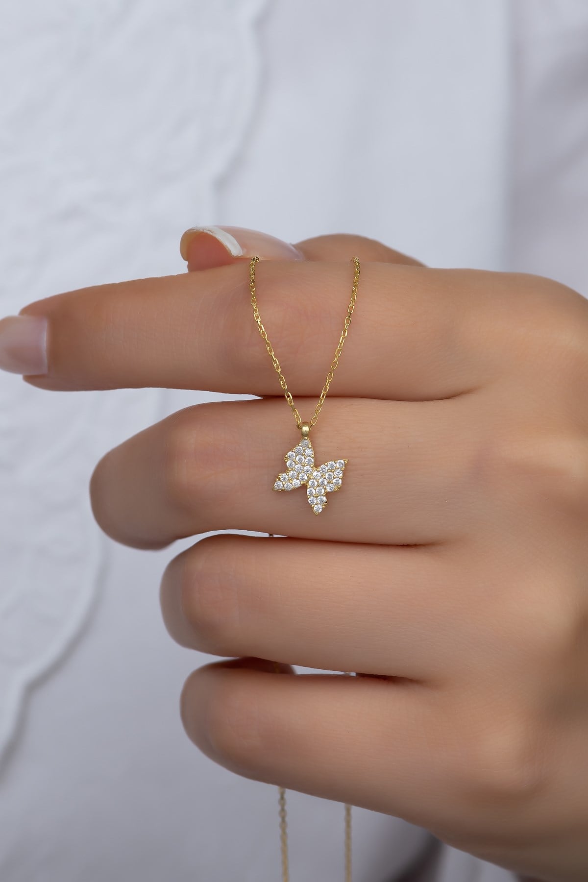 925 Ayar Gümüş Gold Minik Kelebek Kolye