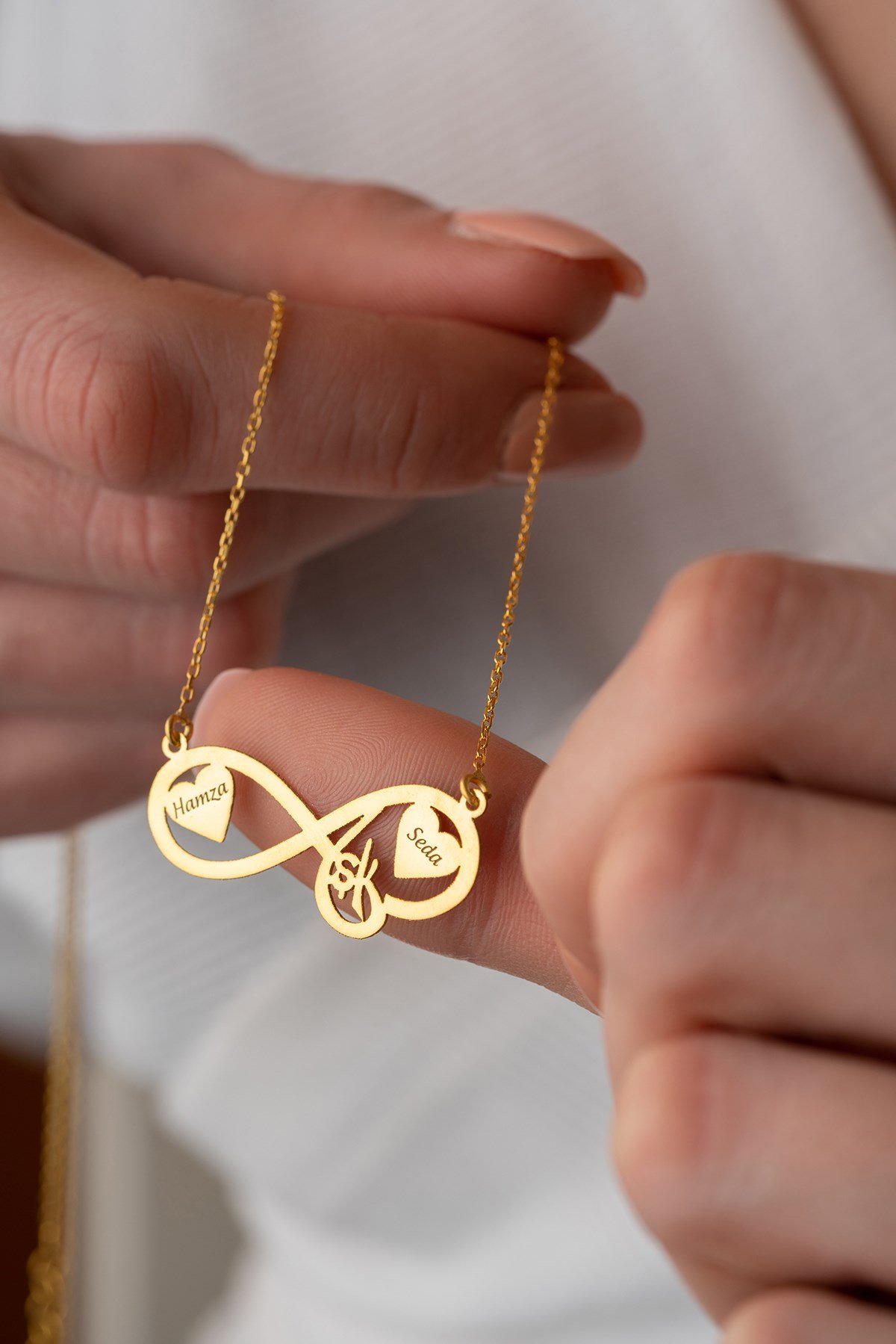 925 Ayar Gümüş Kişiye Özel Aşk Temalı Sonsuzluk Kolye