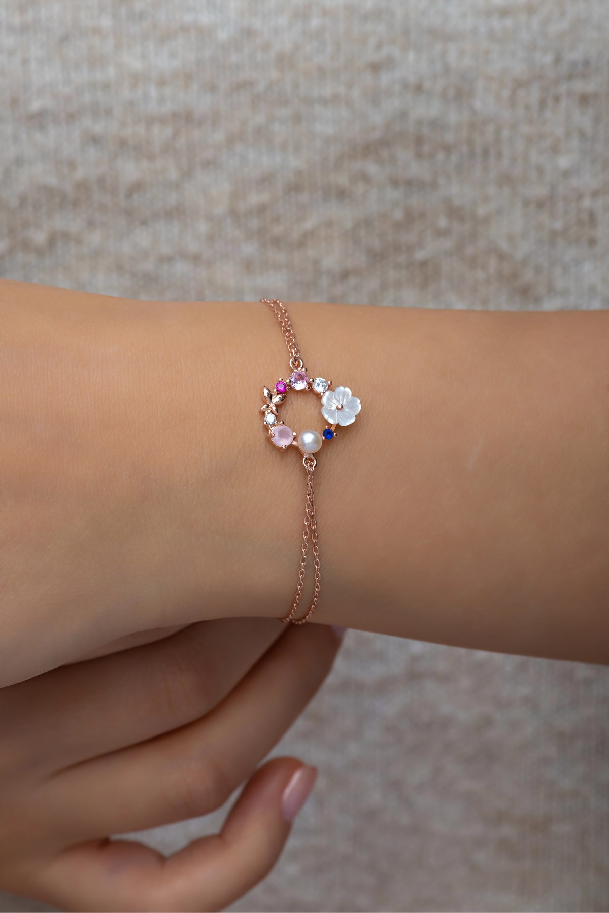 925 Ayar Gümüş Manolya Çiçeği Model Bahar Çiçeği Bileklik