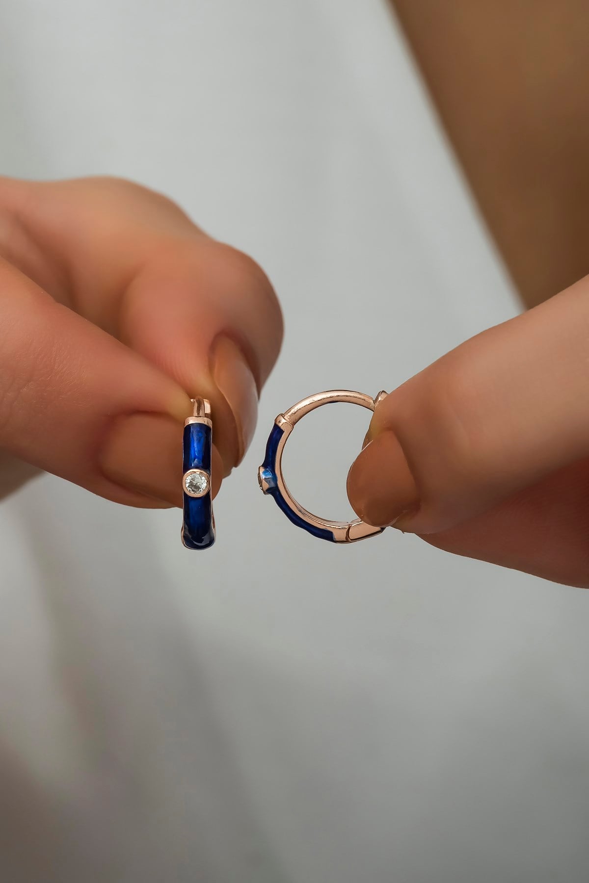 925 Ayar Gümüş Mavi Mineli 15 mm Halka Küpe