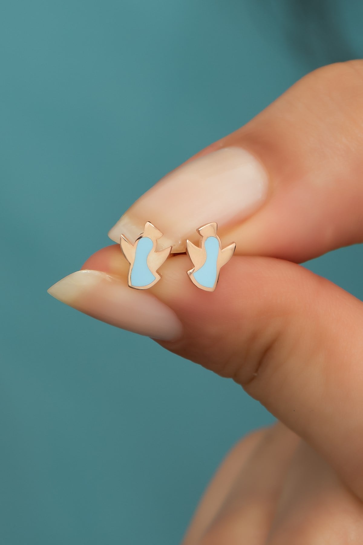 925 Ayar Gümüş Minimal Mineli Melek Model Küpe