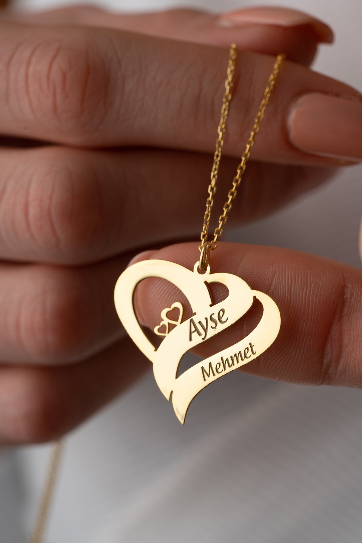 925 Ayar Gümüş  Kişiye Özel İsimli Kalp Kolye