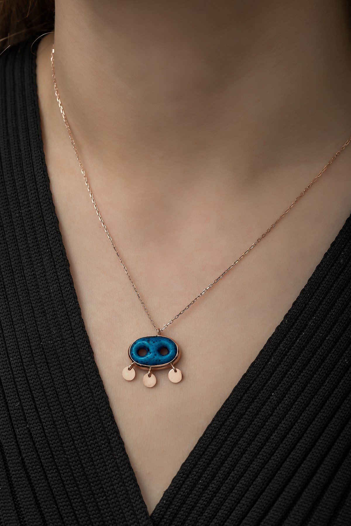 925 Ayar Süryani Nazar Kolye Kadın Gümüş Kolye