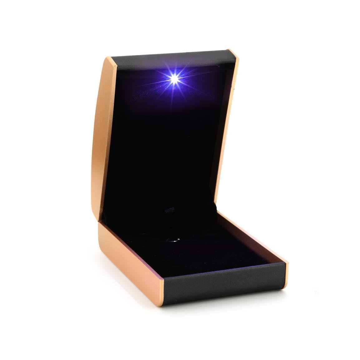 Işıklı Büyük Boy Deri Kolye Kutusu Şık ışıklı Hediye Kutusu