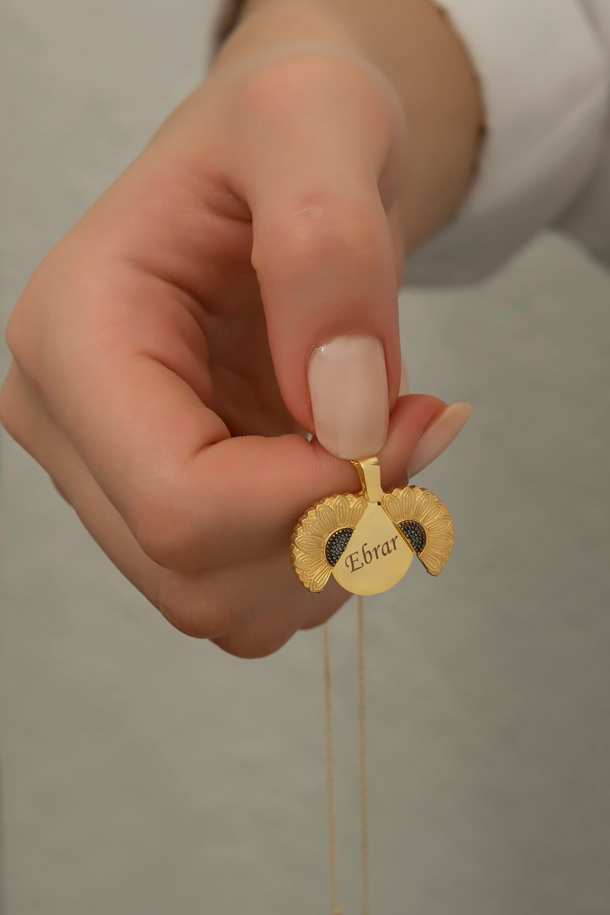 Kişiye Özel 925 Ayar Gümüş Gold Ayçiçeği Kolye