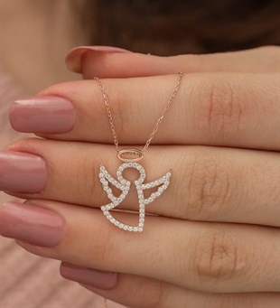 925 Ayar Rose Melek Kolye Kadın Gümüş Kolye
