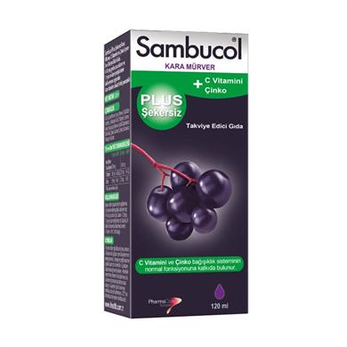 Sambucol Plus Şekersiz Kara Mürver, C Vitamini ve Çinko İçeren Sıvı Takviye Edici Gıda
