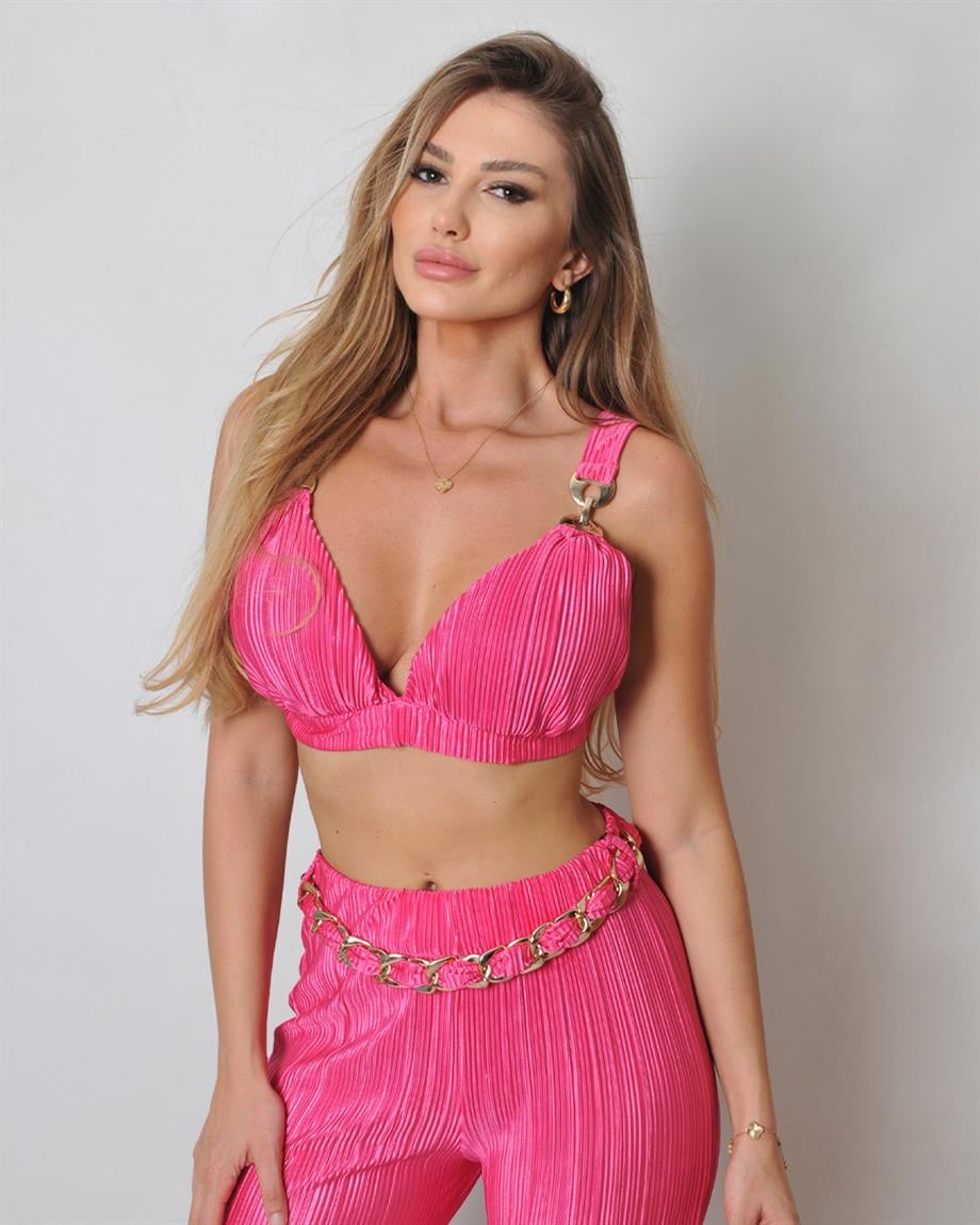 Pembe Büstiyer Pantolon Pilise Takım 