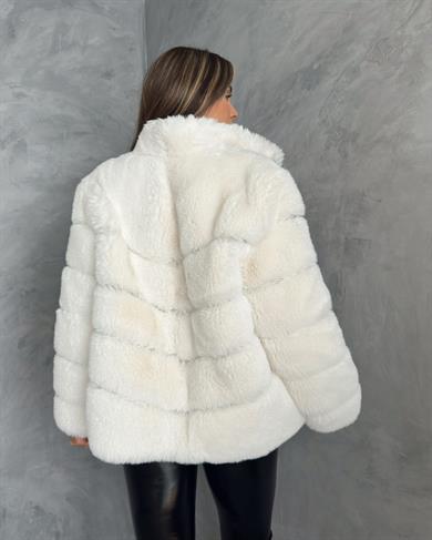 Beyaz Kürk Kısa Kaban 