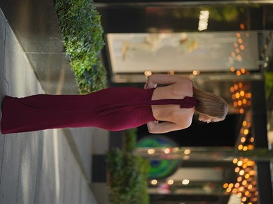 Bordo İstiridye Balık Elbise