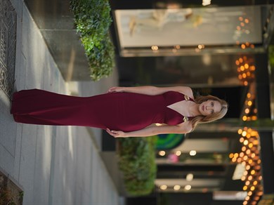 Bordo İstiridye Balık Elbise