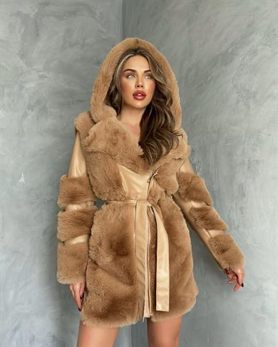 Camel Uzun Boğum Kol Deri Kaban