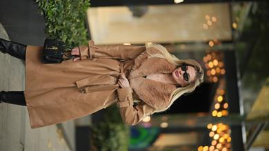 Camel Yaka Kürk Deri