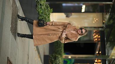 Camel Yaka Kürk Deri